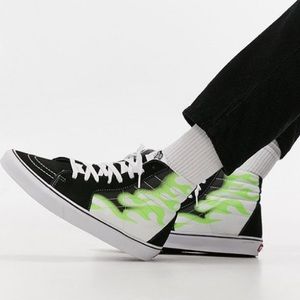 neon flame old skool vans